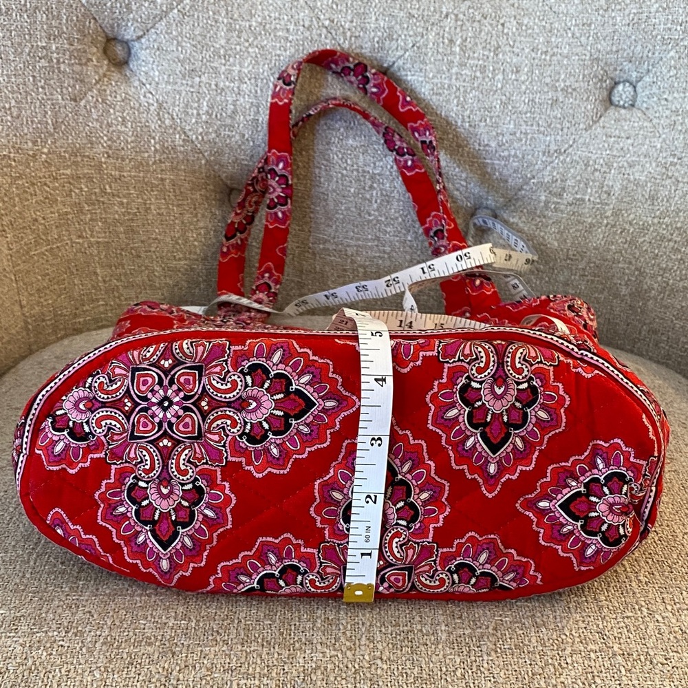 Vera Bradley Red Quilted Paisley Tote Shoulder Bag - Picture 3 of 6